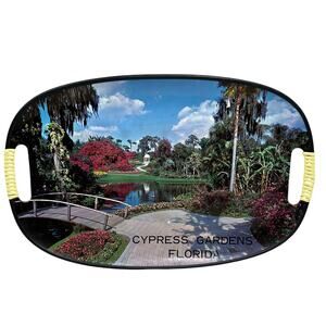 Vintage MCM Enesco Cypress Gardens Florida Serving Tray Mid Century Handles